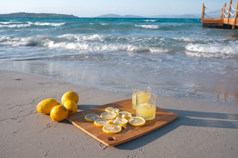Freshly squeezed lemonade in a tall glass